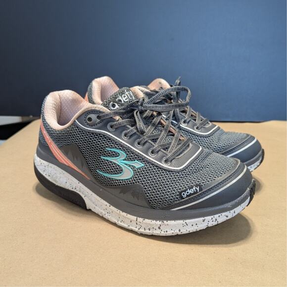 Gravity Defyer Mighty Walk Walking Shoes Gdefy Gray Salmon Pain Relief Sneakers - Picture 1 of 7